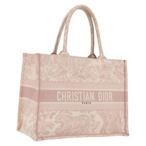 Christian Dior Book Embroidered Canvas Pink Canvas Tote Bag Bag